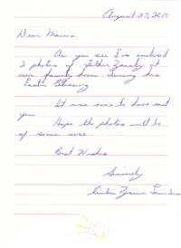 Letter (Father Zarsky; Celia Laverdure)