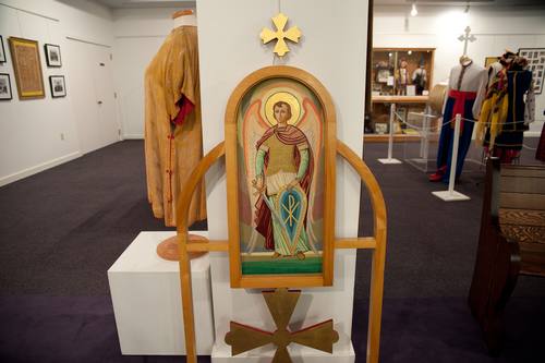These “Deacon doors” are part of the current ikonastas in the Holy Ghost church. The icons in the doors are from earlier versions of the icon wall.