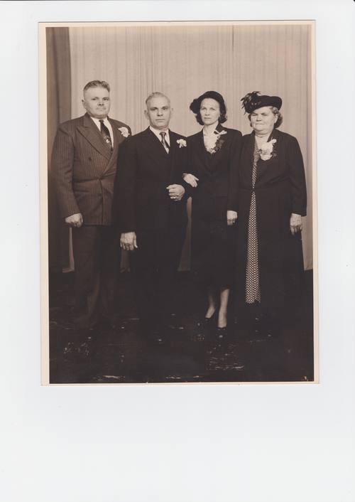 Julie Dzaich's photograph of her parents' wedding, pictured with Mr. and Mrs. Mayich.