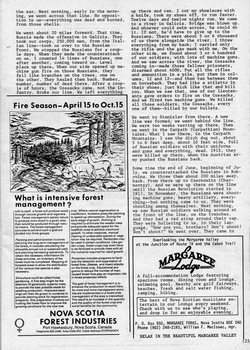 Ronald Caplan interviewed Kris Mayich for the Cape Breton's Magazine about his experiences in WWI.