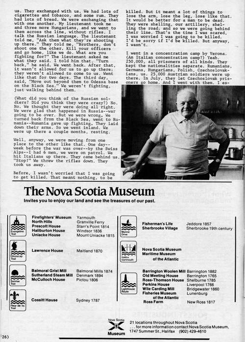 Ronald Caplan interviewed Kris Mayich for the Cape Breton's Magazine about his experiences in WWI.