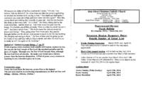 Church bulletin for March 30, 2014 featuring announcements, future events, gospel and epistle reading.
