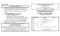 Church Bulletin featuring announcements, gospel and epistle reading. 