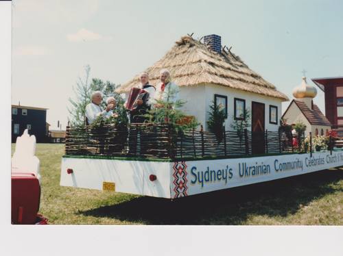 Photograph of Ukrainian parade float.