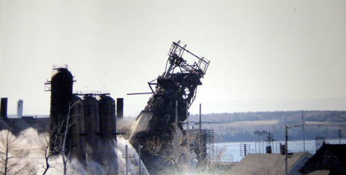 The demolition of the Steel Plant was photographed by Frank Starzomski and included in his family's scrapbook album commemorating his father Joseph Starzomski..