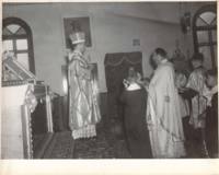 Photograph of service inside Holy Ghost Ukrainian Catholic Parish with bishop.