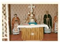 Photograph of bishop behind the altar during service at the Holy Ghost Ukrainian Catholic Parish.