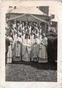 Photograph priests with bishop and Father Zarsky