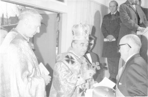 Photograph of bishop's visit to Holy Ghost Church.