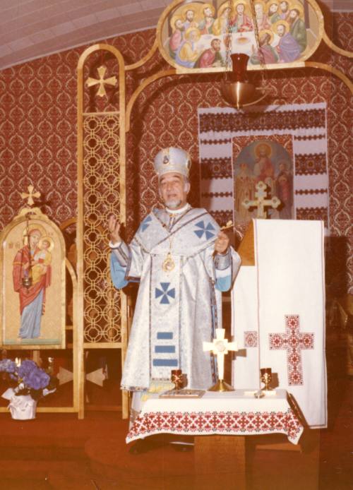 Photograph of bishop's visit to Holy Ghost Church.