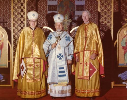 Photograph of bishop's visit to Holy Ghost Church.