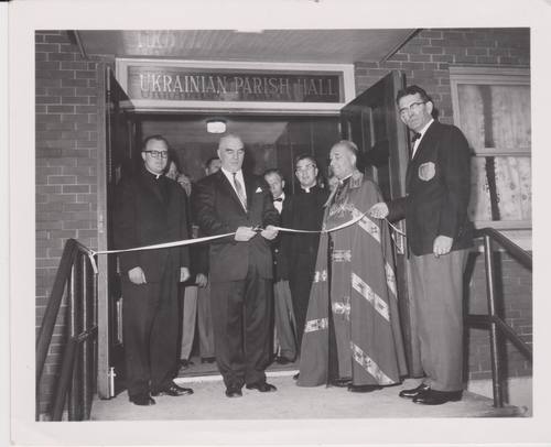 Photo of Bishops visit blessing the church hall.