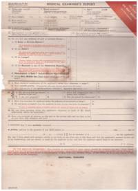 Medical examiner's insurance report/survey. Once belonged to J. Kuna, never filled in. 