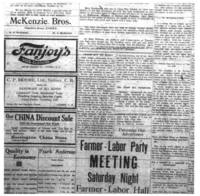 A page from the Maritime Labour Herald featuring an advertisement for the Farmer-Labour Party and an article about French-Soviet relations.