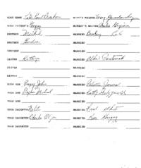 Family genealogical records of Peter Paul Promko including wife’s maiden name, brother, sister and their spouses' information as well as any children.
