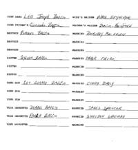 Family genealogical records of Leo Joseph Baggio, including wife’s maiden name, brother, sister and their spouses' information as well as any children.
