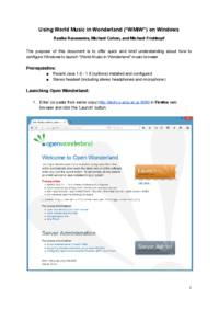 Instructions on how to log into World Music in Wonderland on Windows operating system.
